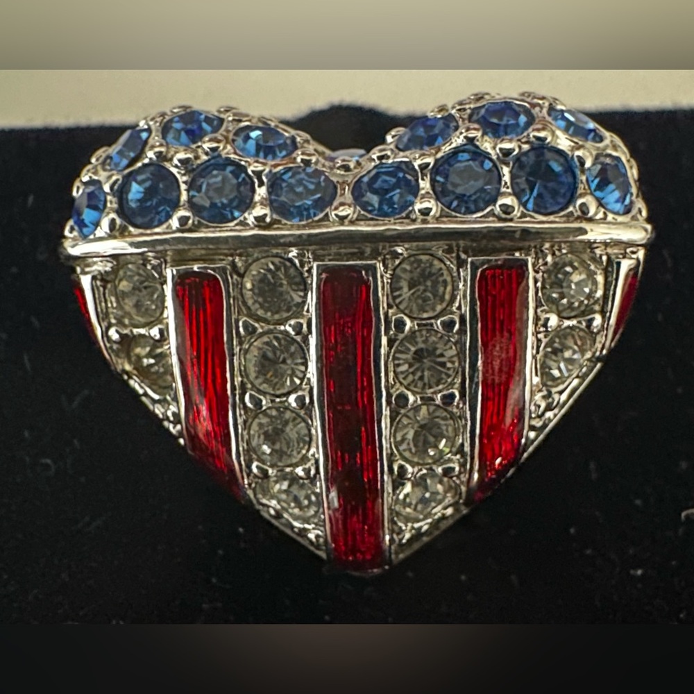 Swarovski Heart USA Flag Pin